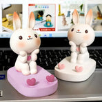 Cartoon Rabbit Phone Holder Desktop Stand Cute Mobile Phone Stand for Office - Pink