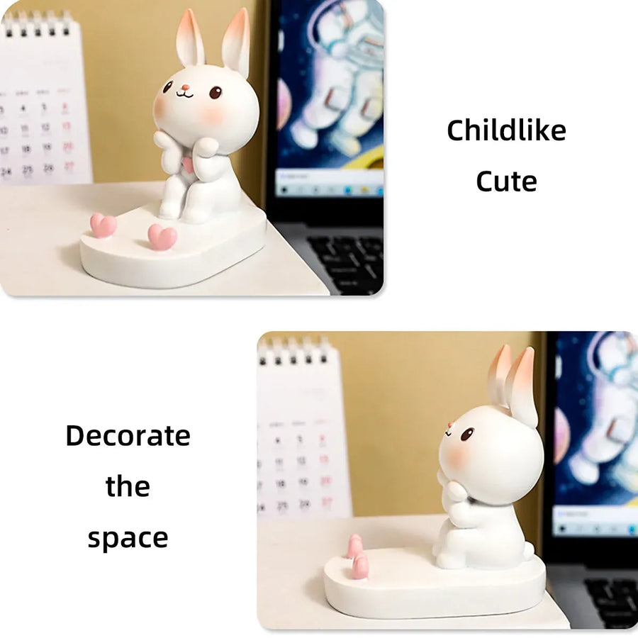 Cartoon Rabbit Phone Holder Desktop Stand Cute Mobile Phone Stand for Office - Pink
