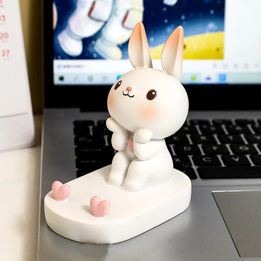 Cartoon Rabbit Phone Holder Desktop Stand Cute Mobile Phone Stand for Office - Pink