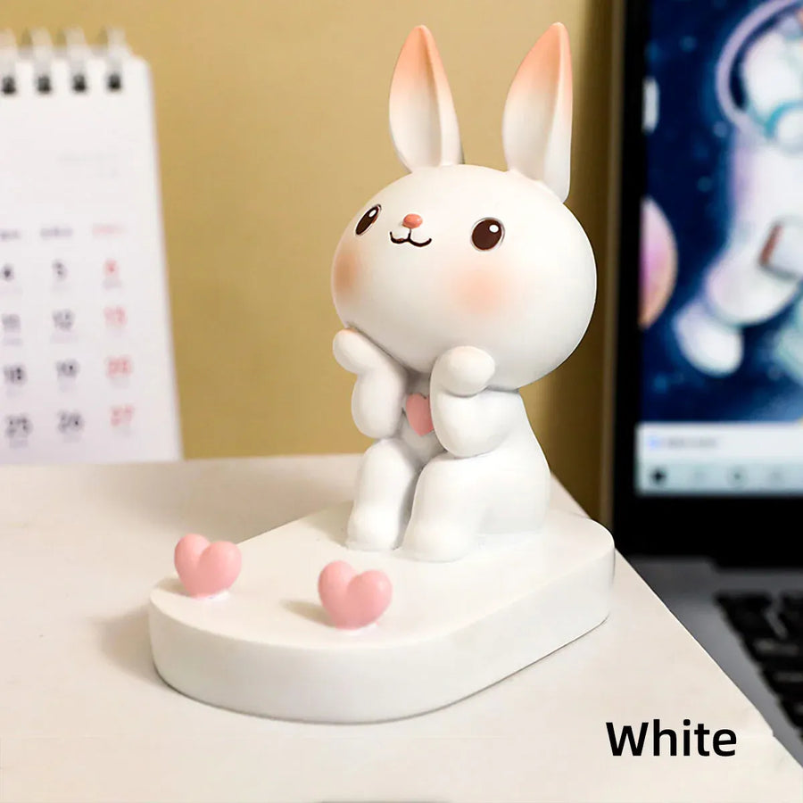 Cartoon Rabbit Phone Holder Desktop Stand Cute Mobile Phone Stand for Office - Pink