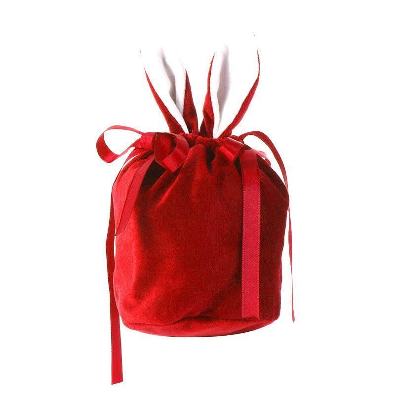 Organizer birthday party bunny ears candy bags easter rabbit gift packing bags - wine red