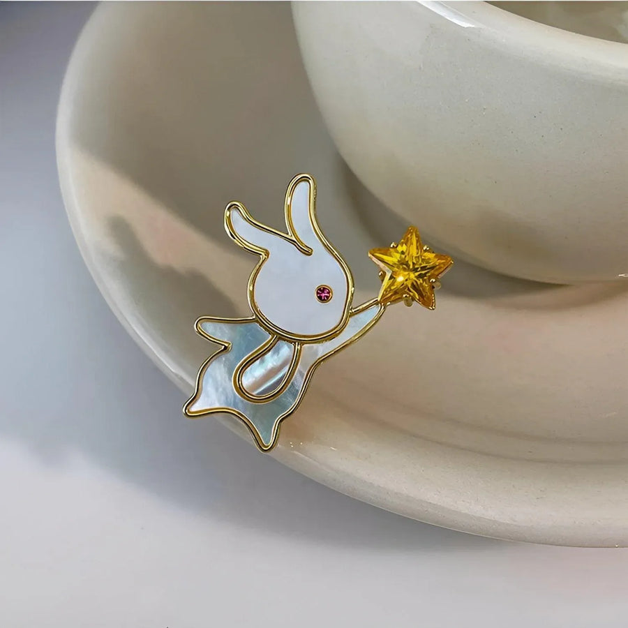 Fashion Unique Shell Rabbit Brooch for Women Versatile Star Accessory Jewelry