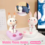 Cartoon Rabbit Phone Holder Desktop Stand Cute Mobile Phone Stand for Office - White