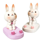 Cartoon Rabbit Phone Holder Desktop Stand Cute Mobile Phone Stand for Office - White