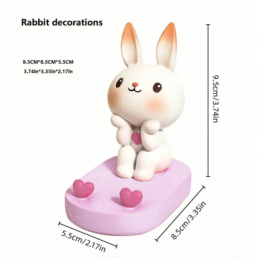 Cartoon Rabbit Phone Holder Desktop Stand Cute Mobile Phone Stand for Office - White