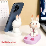 Cartoon Rabbit Phone Holder Desktop Stand Cute Mobile Phone Stand for Office - White