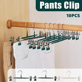 10pcs Home Wardrobe Pant Rack Hanging Trouser Organizer Clothes Hanger - Green - Front View