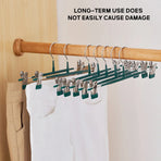 10pcs Home Wardrobe Pant Rack Hanging Trouser Organizer Clothes Hanger - Green