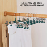 10pcs Home Wardrobe Pant Rack Hanging Trouser Organizer Clothes Hanger - Green - Top-Down View