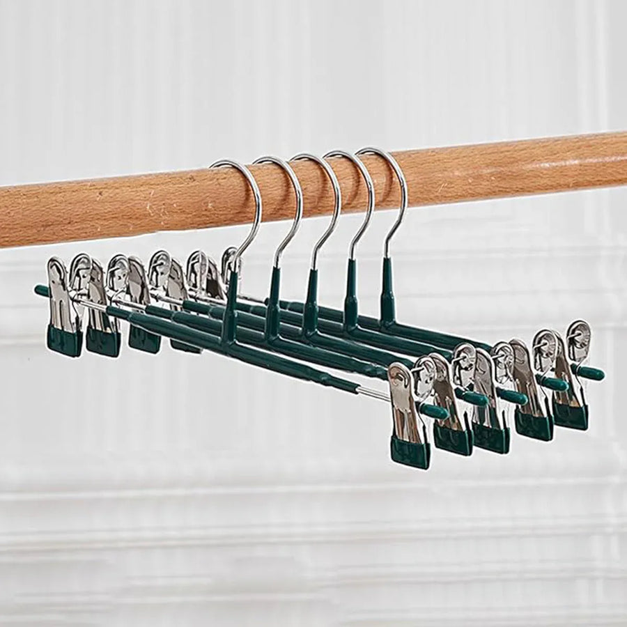 10pcs Home Wardrobe Pant Rack Hanging Trouser Organizer Clothes Hanger - White