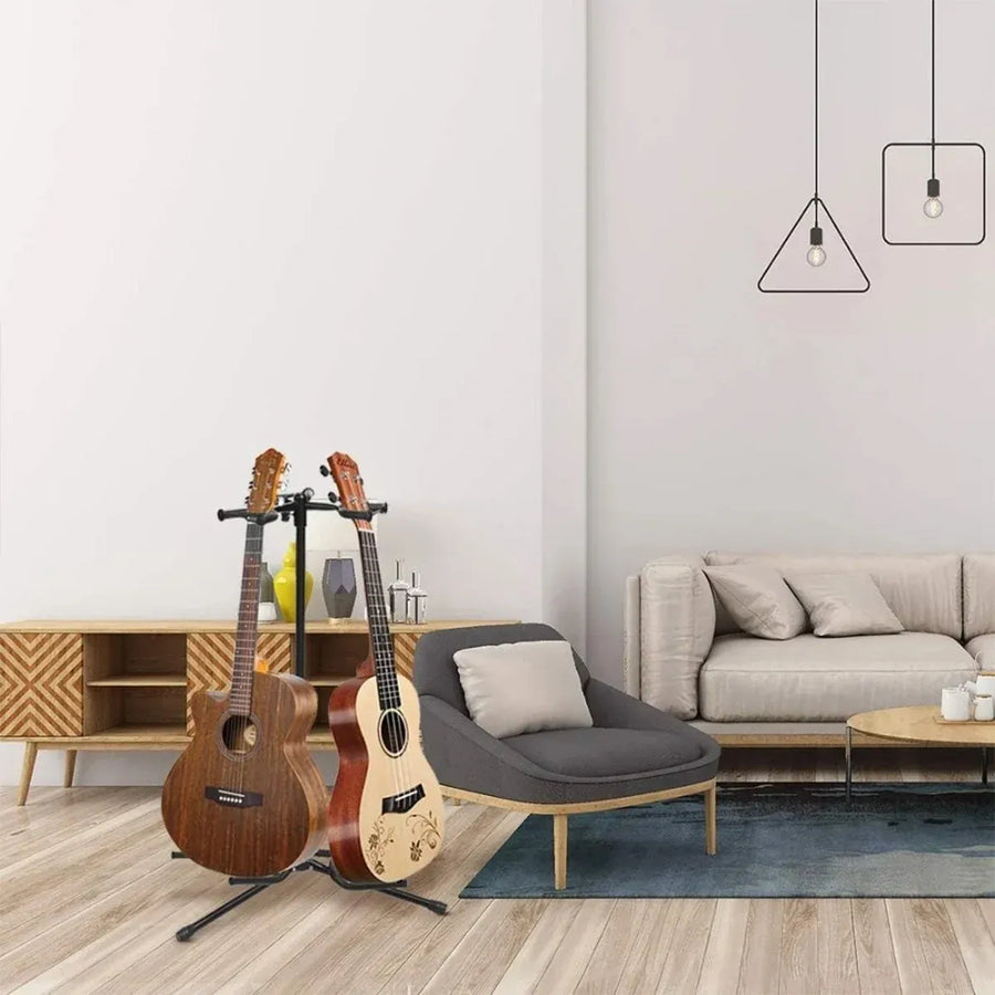2/3Head Guitar Stand with Height Adjustment Foldable Holder Guitar Stand Bass - Dual-vertical type