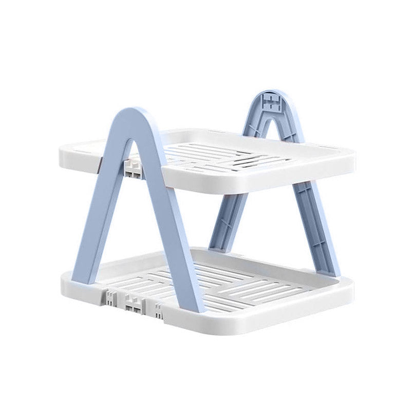 2/3 Tier Removable Shoe Rack Folding Storage Shelf Simple Space Saving Organizer - 2Tier-Blue