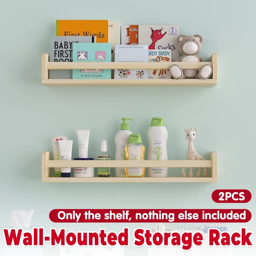 2PCS Solid Wood Wall Mounted Shelf Sturdy Durable Easy Installation Home Decor