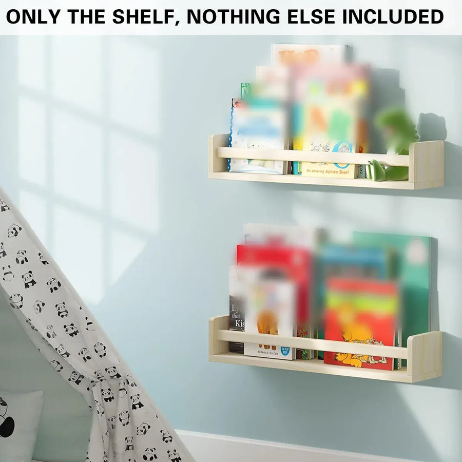 2PCS Solid Wood Wall Mounted Shelf Sturdy Durable Easy Installation Home Decor