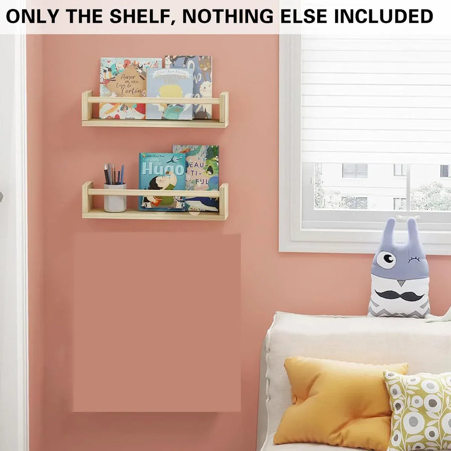 2PCS Solid Wood Wall Mounted Shelf Sturdy Durable Easy Installation Home Decor