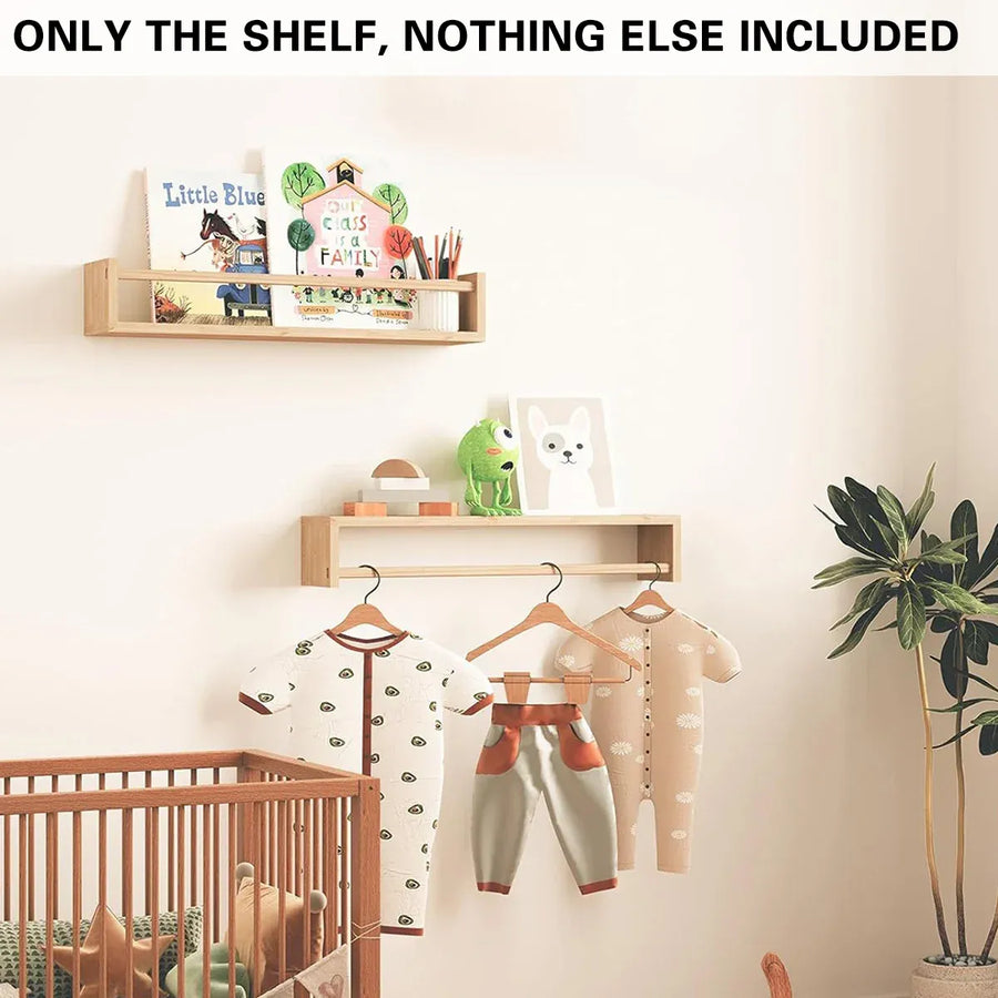2PCS Solid Wood Wall Mounted Shelf Sturdy Durable Easy Installation Home Decor