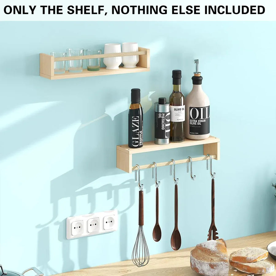 2PCS Solid Wood Wall Mounted Shelf Sturdy Durable Easy Installation Home Decor