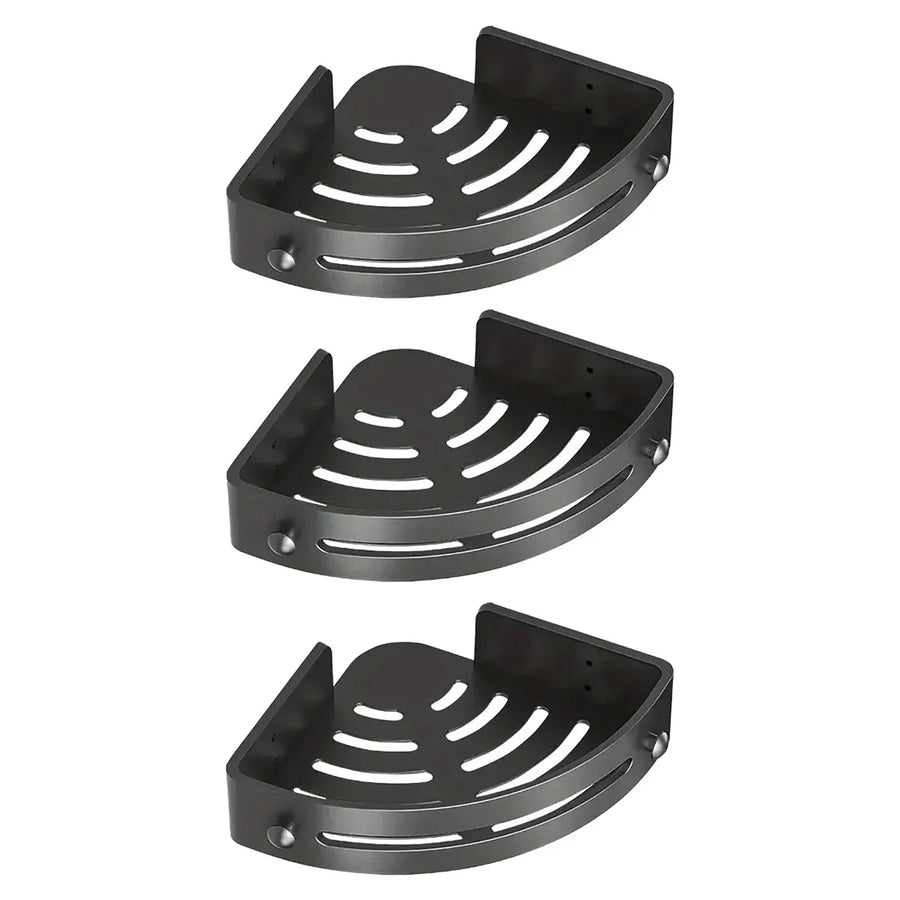 Three-layer Bathroom Triangular Shelf Basic Model Hole-free Storage Towel Rack - Black