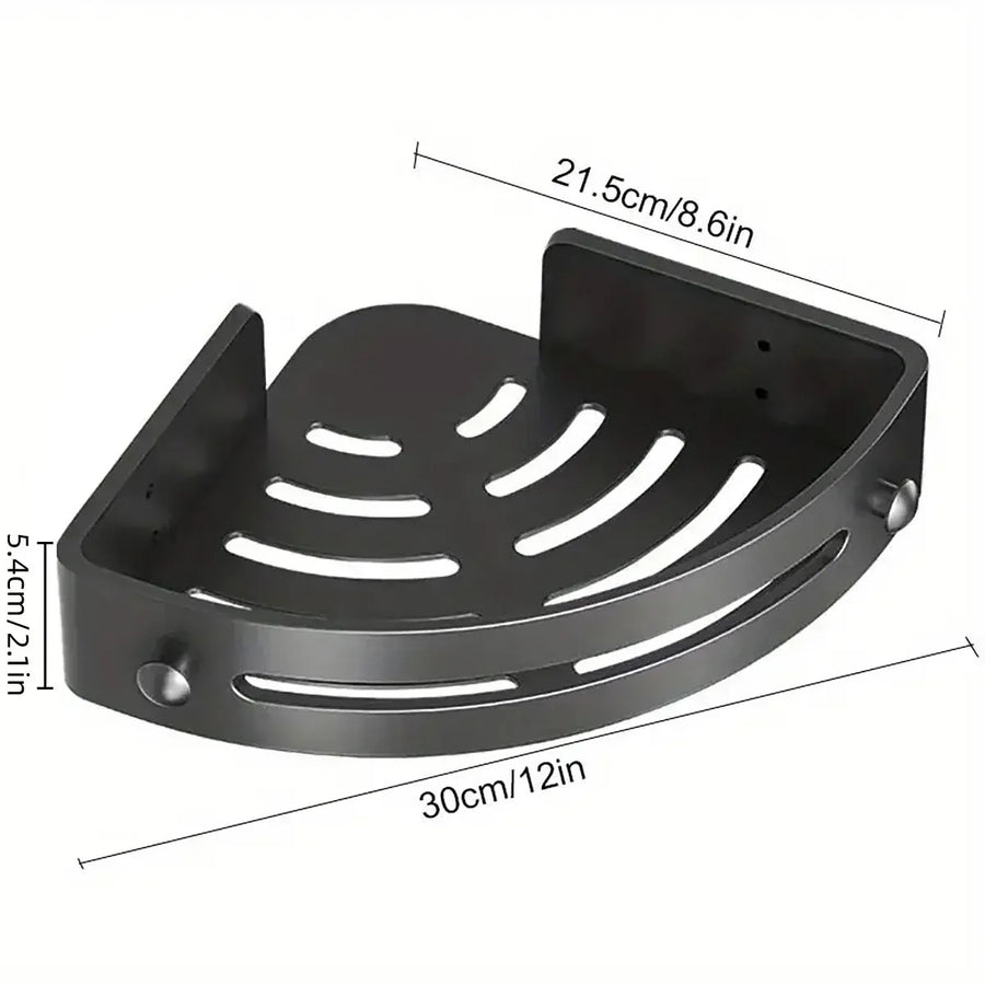 Three-layer Bathroom Triangular Shelf Basic Model Hole-free Storage Towel Rack - Black