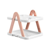 2/3 Tier Removable Shoe Rack Folding Storage Shelf Simple Space Saving Organizer - 3Tier-Pink - Rear View