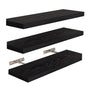 3 PCS Wooden Wall Shelf Single Board Wall Mounted Home Decor Living Room Bedroom - Black