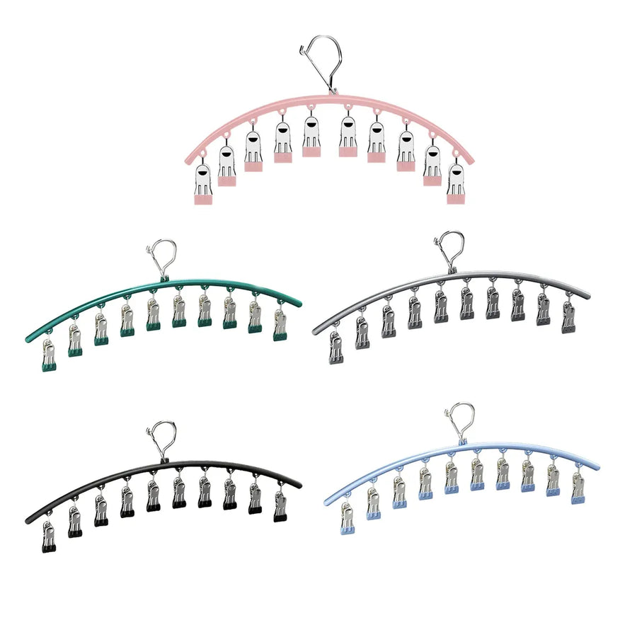 3PCS Windproof Clothes Drying Rack Balcony Hanger Pantyhose Underwear Clips - Blue