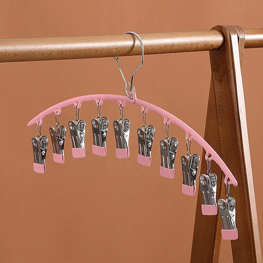 3PCS Windproof Clothes Drying Rack Balcony Hanger Pantyhose Underwear Clips - Blue
