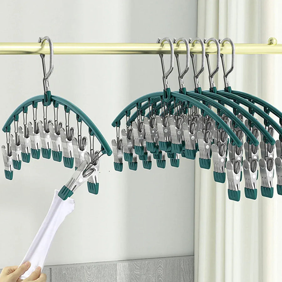 3PCS Windproof Clothes Drying Rack Balcony Hanger Pantyhose Underwear Clips - Grey
