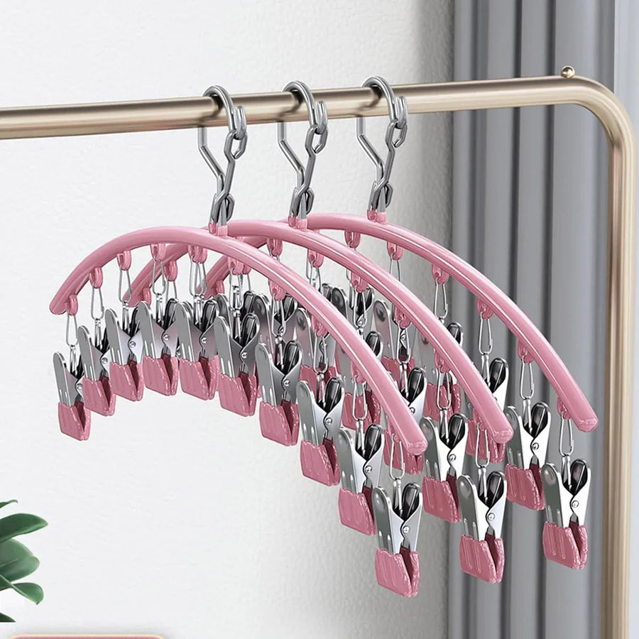 3PCS Windproof Clothes Drying Rack Balcony Hanger Pantyhose Underwear Clips - Grey