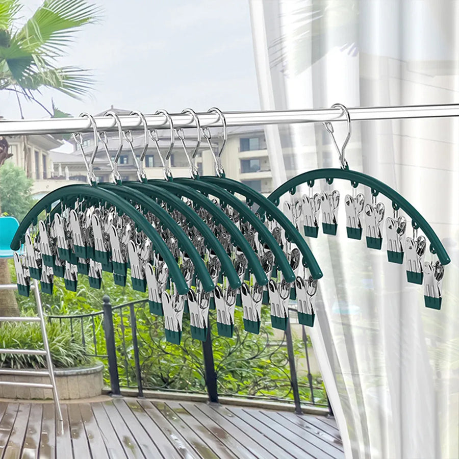 3PCS Windproof Clothes Drying Rack Balcony Hanger Pantyhose Underwear Clips - Grey