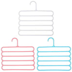 5pcs 5 Tier Trouser Rack Multifunctional Hanging Wardrobe Scarf Tie Hanger Set - Blue