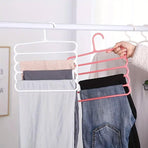 5pcs 5 Tier Trouser Rack Multifunctional Hanging Wardrobe Scarf Tie Hanger Set - Blue