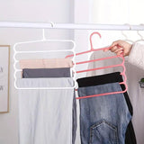 5pcs 5 Tier Trouser Rack Multifunctional Hanging Wardrobe Scarf Tie Hanger Set - Blue - 45-Degree Angle