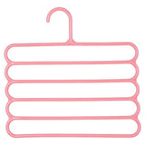 5pcs 5 Tier Trouser Rack Multifunctional Hanging Wardrobe Scarf Tie Hanger Set - Blue - Rear View