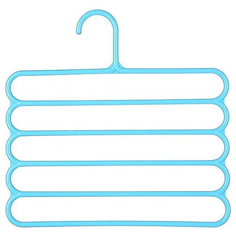 5pcs 5 Tier Trouser Rack Multifunctional Hanging Wardrobe Scarf Tie Hanger Set - Blue