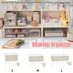Elevated Double Layer Desktop Storage Rack for Office Dormitory Cosmetics Books - M
