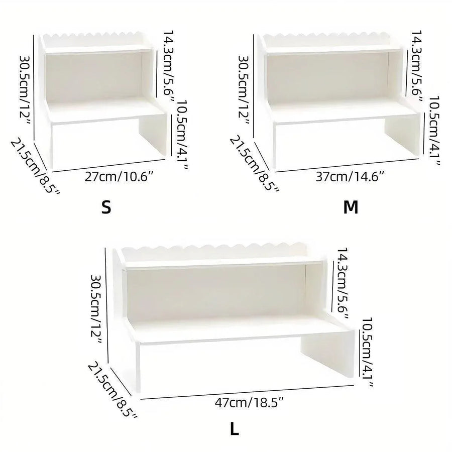 Elevated Double Layer Desktop Storage Rack for Office Dormitory Cosmetics Books - M