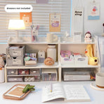 Elevated Double Layer Desktop Storage Rack for Office Dormitory Cosmetics Books - M
