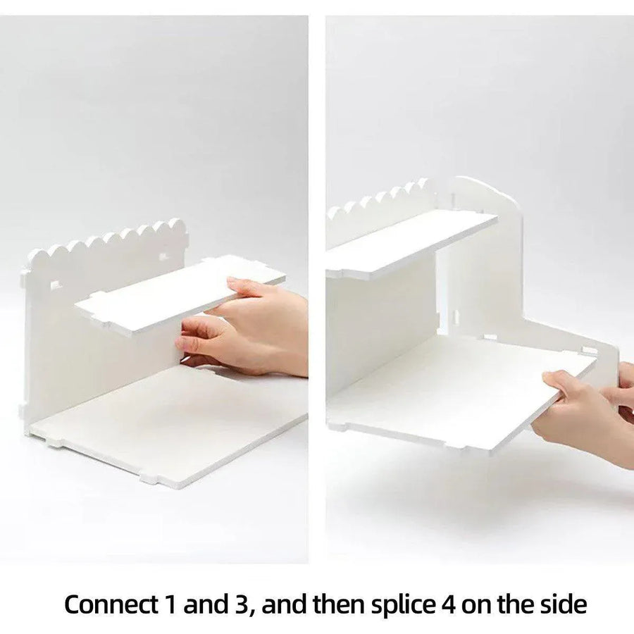 Elevated Double Layer Desktop Storage Rack for Office Dormitory Cosmetics Books - M