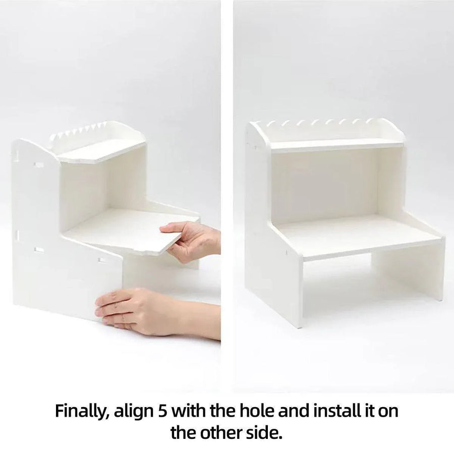 Elevated Double Layer Desktop Storage Rack for Office Dormitory Cosmetics Books - M