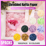 500g Colorful Raffia Paper Shreds Gift Box Filler Decorative Packaging - 5Packs-Army-Green