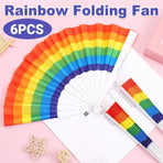 6-Piece Rainbow Folding Hand Fan Set