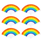 6-Piece Rainbow Folding Hand Fan Set