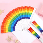 6-Piece Rainbow Folding Hand Fan Set