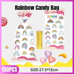 Rainbow Party Candy Bags 150 Pack with Gold Twist Ties 27.5 x 13 cm
