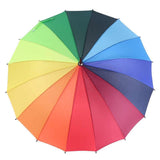 16 Ribs Large Rainbow Umbrella Fashion Straight  Long Handle Anti Uv Sun Rain Au - Side View