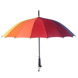 16 Ribs Large Rainbow Umbrella Fashion Straight  Long Handle Anti Uv Sun Rain Au - Top-Down View