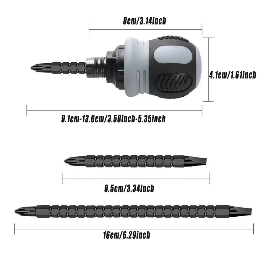 Ratchet Screwdriver Set with Sleeve Dual Head Screwdriver Expansion Cross Bits - 26-in-1