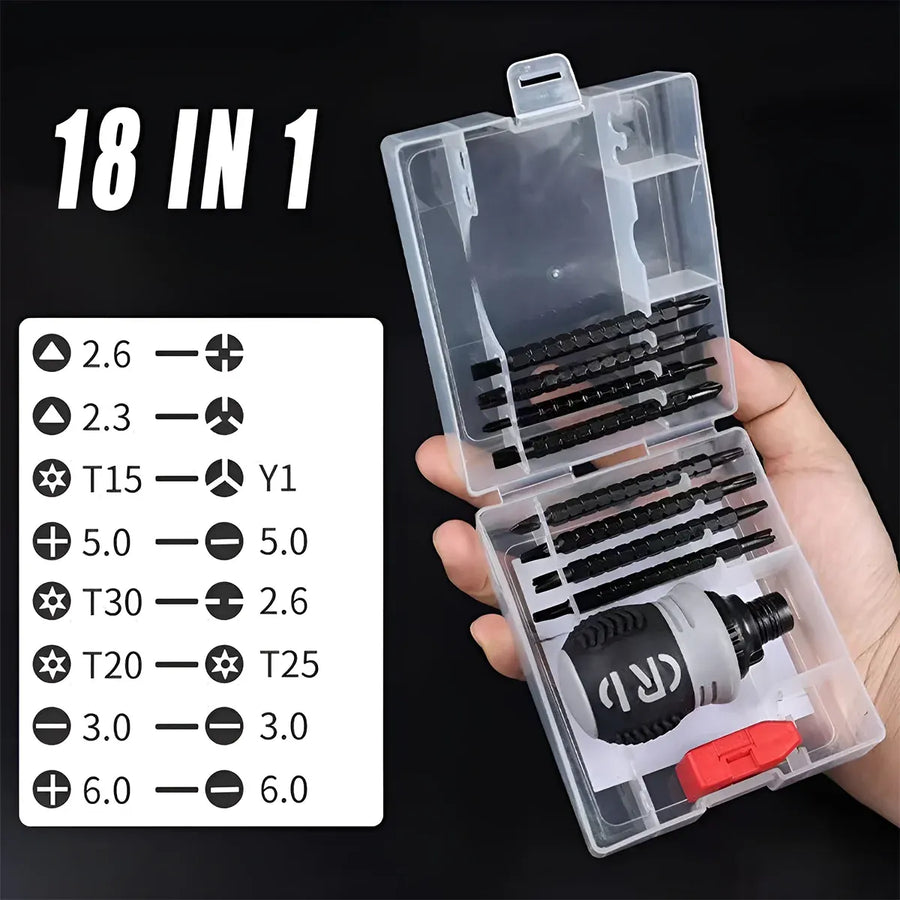 Ratchet Screwdriver Set with Sleeve Dual Head Screwdriver Expansion Cross Bits - 26-in-1