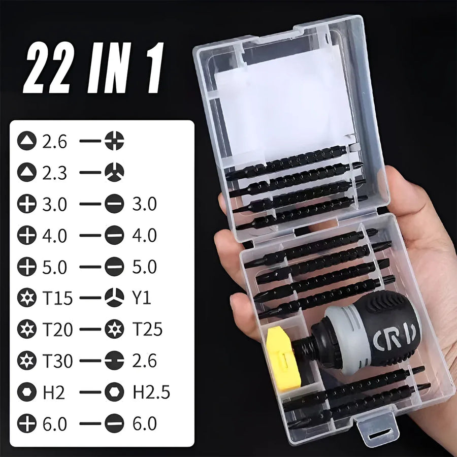 Ratchet Screwdriver Set with Sleeve Dual Head Screwdriver Expansion Cross Bits - 26-in-1